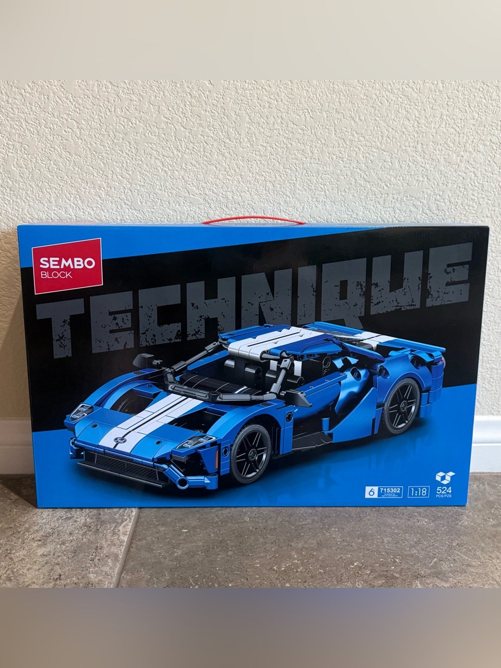Blue and White Sports Car Building Block Set
